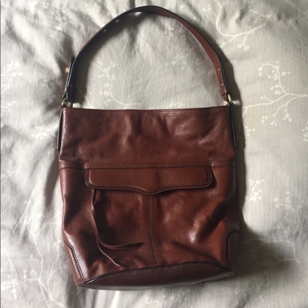 NWOT Rebecca Minkoff Brown Leather Jasper Bucket Shoulder Bag